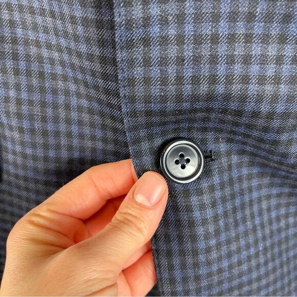 JB Britches | Logan Blue Check Suit Coat Blazer 100% Wool Classic Fit Size 40S - Picture 3 of 9